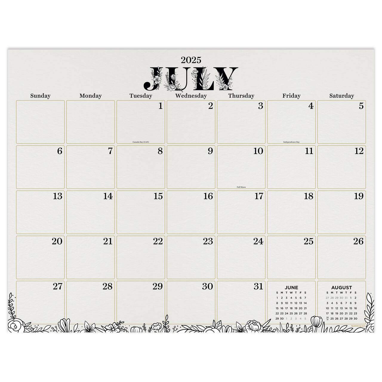 July 2025 - June 2026 Large Floral Desk Pad Monthly Blotter Calendar